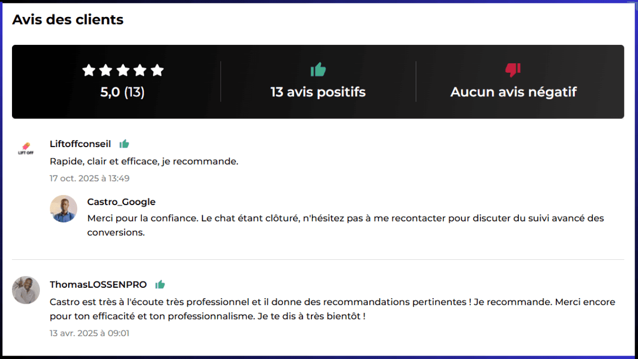 Capture d'avis clients