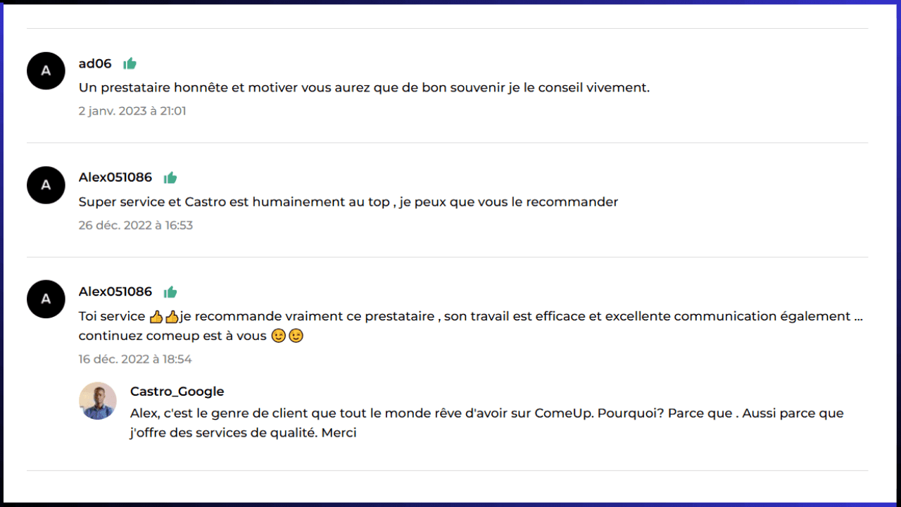 Capture d'avis clients