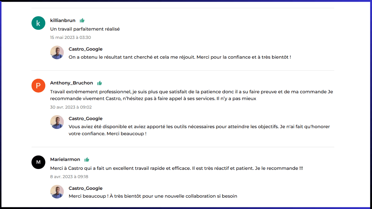 Capture d'avis clients